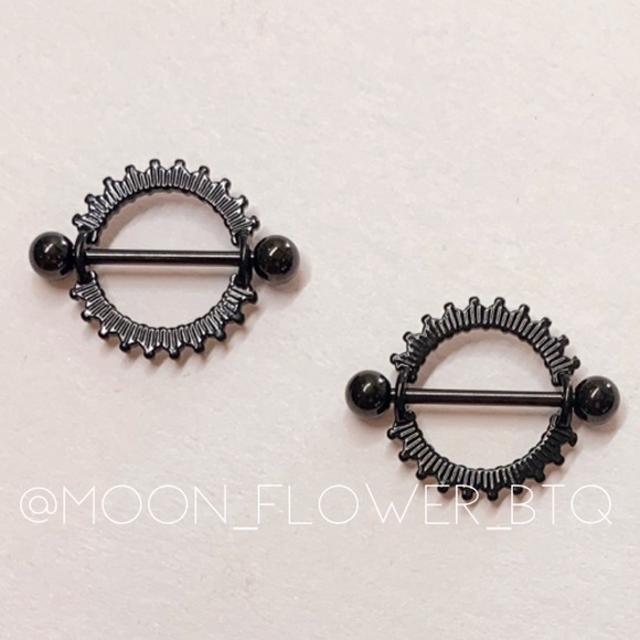 ❤️SOLD❤️Black CZ Nipple Rings - Picture 8 of 12